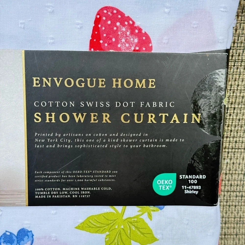 Envogue Home Wild Berries Multicolor Cotton Swiss Dot Fabric Shower Curtain